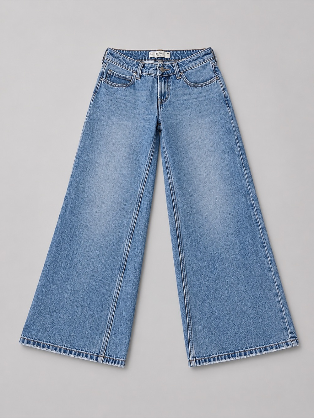 Hollister Women's Low Rise Baggy Wide Leg Jeans Size OR Light Wash Y2K - Picture 2 of 10